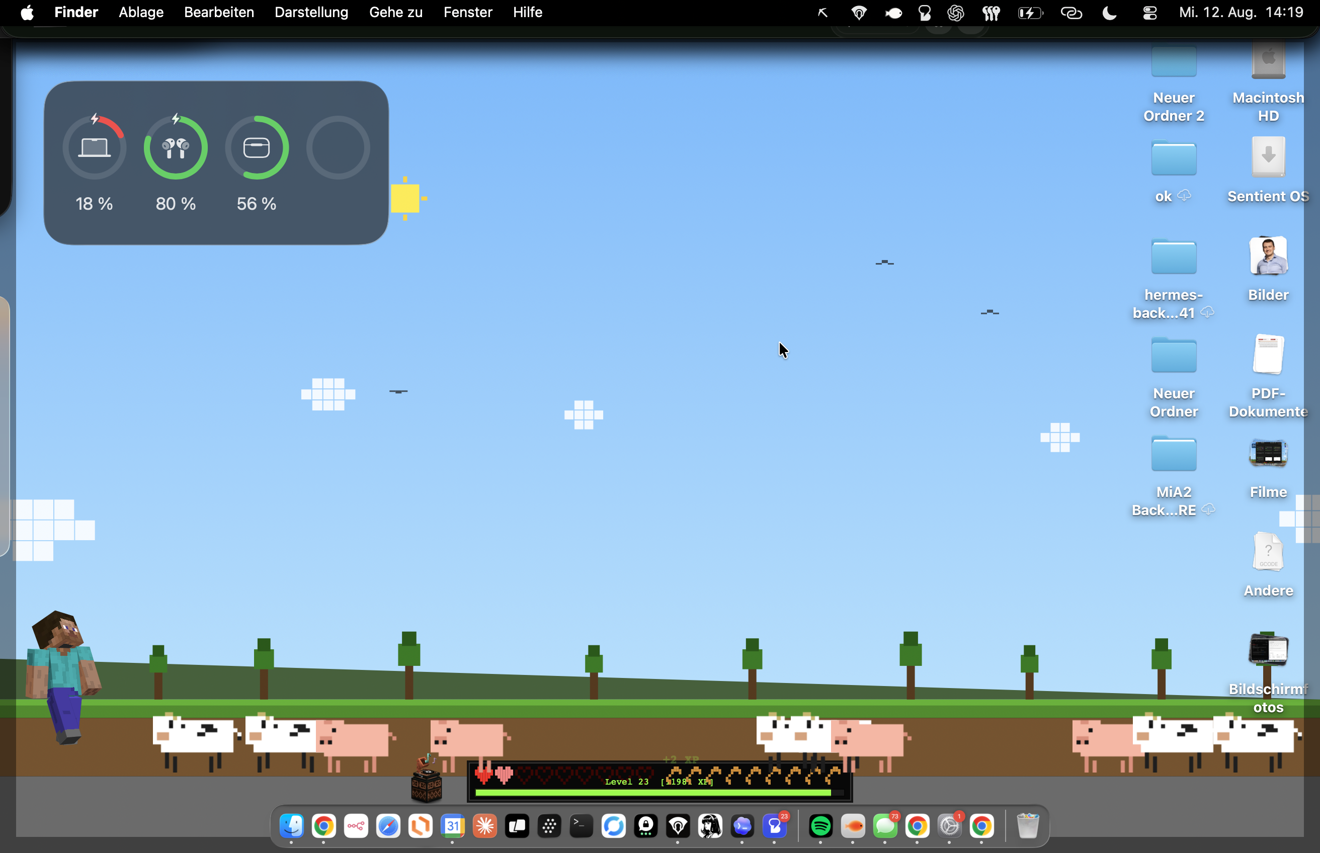 PixelHUD running on a real Mac desktop